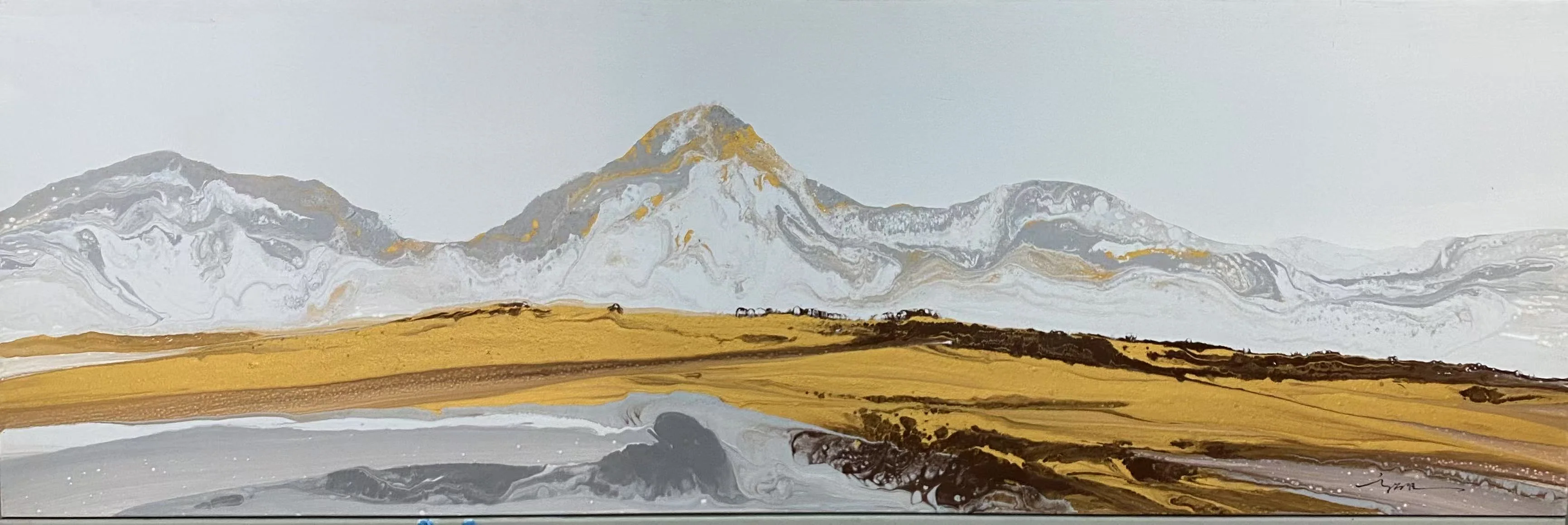 Golden snow-capped mountains