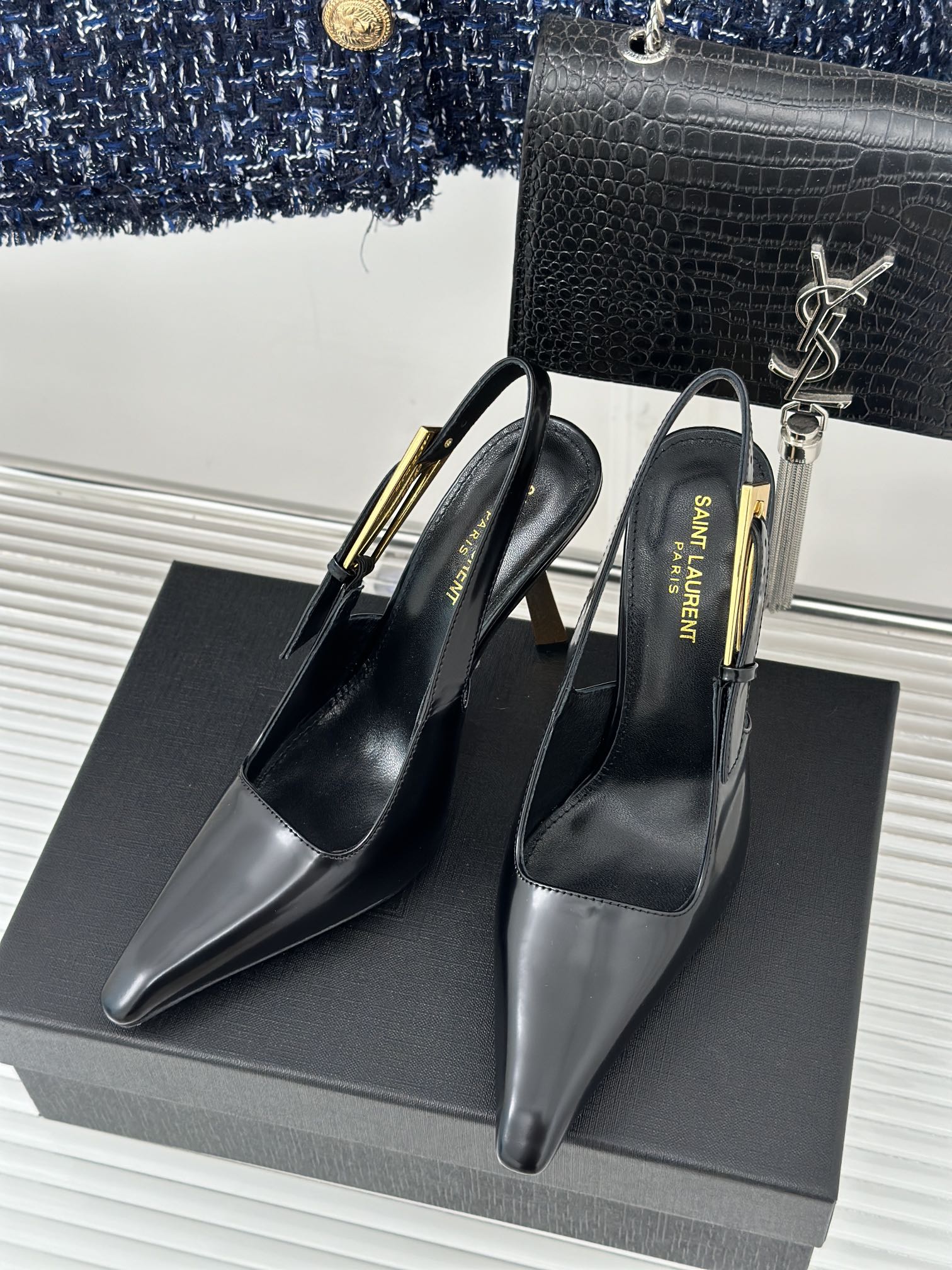 [TOP] Yves Saint Laurent YSL High Heels - Black - 711 Luxury