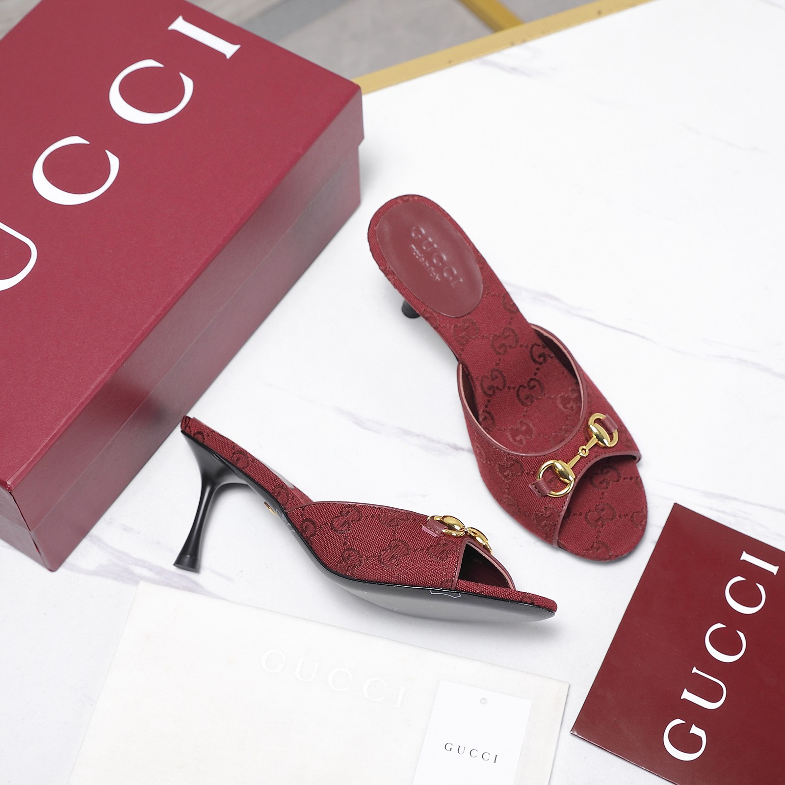 [TOP] GUCCI 7.5cm High Heel Slippers - Red - 711 Luxury