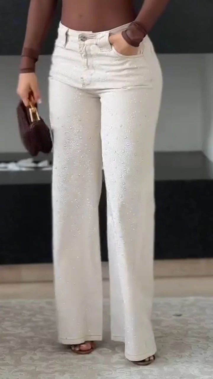Ladies Rhinestone Sparkling Casual Jeans