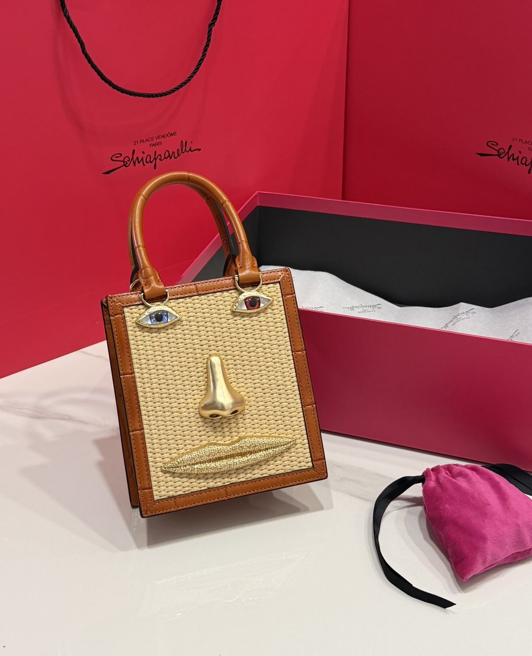 [TOP] Schiaparelli Anatomy Face Bag 17x15x5.5cm - Brown - 711 Luxury
