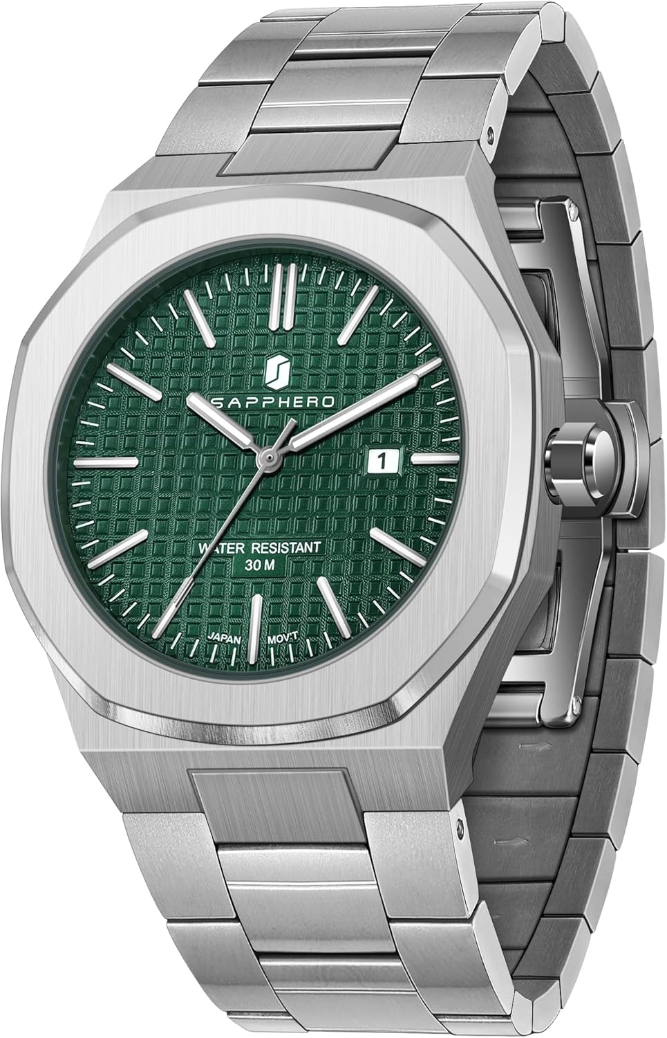 SAPPHERO Mens Watches Stainless Steel Quartz Watch for Men 30M Waterproof Date Clock Fashion Business Wristwatch Gift for Men
