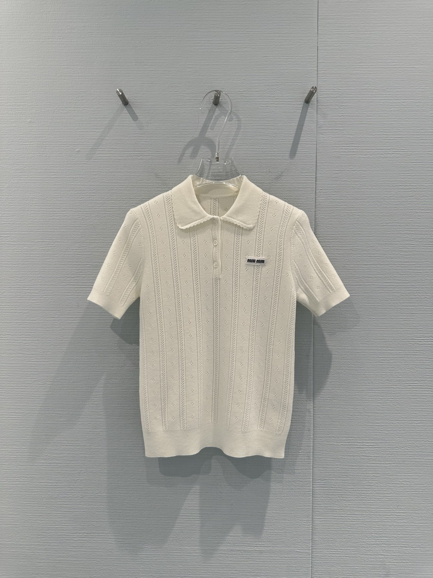 [TOP] Miu Miu Knitted Short Sleeves - Beige