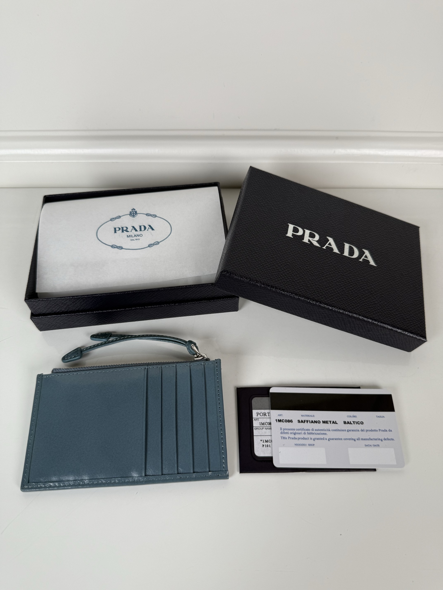 [TOP] PRADA Card Holder 8cm*13cm - Blue - 711 Luxury