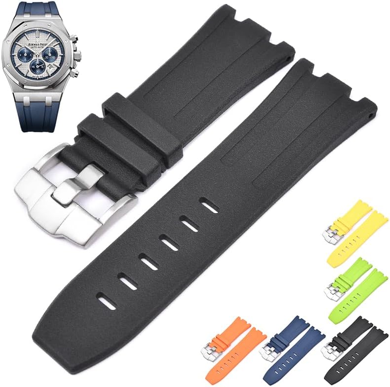 28mm FKM Rubber Band For Audemars Piguet Watches With Buckle, 28mm Rubber Watch Band With Buckle For AP Watches - Multiple Colors