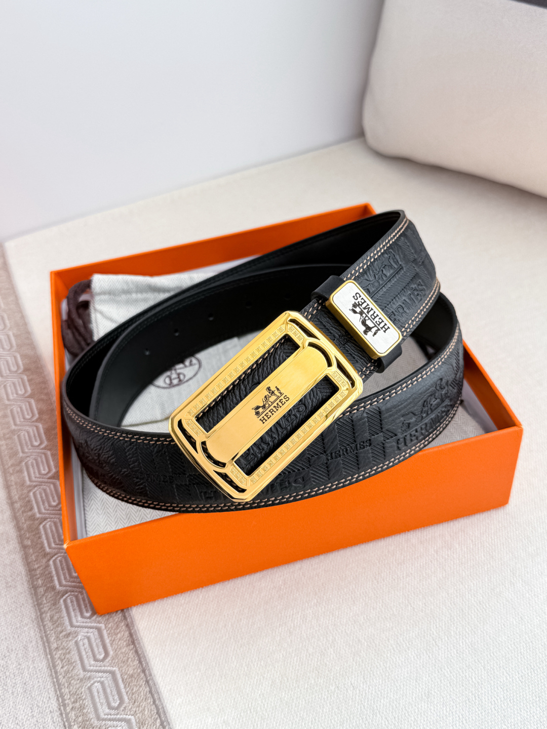[TOP] HERMES Men's  Belt 3.8cm - Black - 711 Luxury