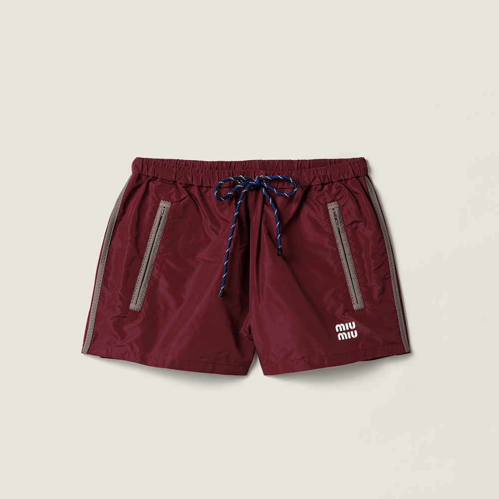 MiuMiu Amaranth Red Technical Fabric Shorts #380061