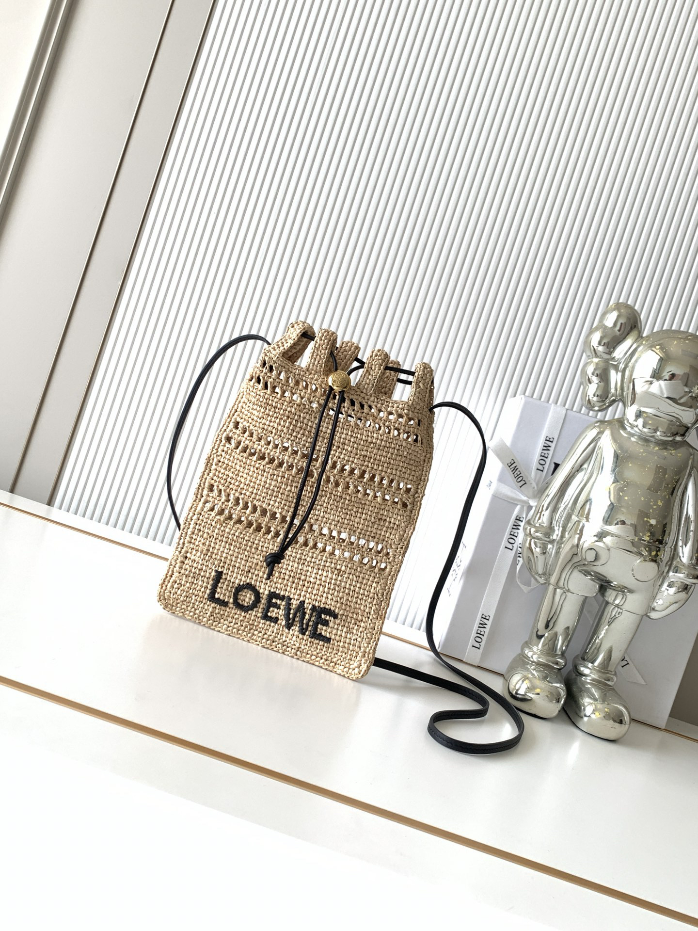 [TOP] LOEWE Raffia Drawstring Pouch Bag 21*16*2 CM - Khaki - 711 Luxury