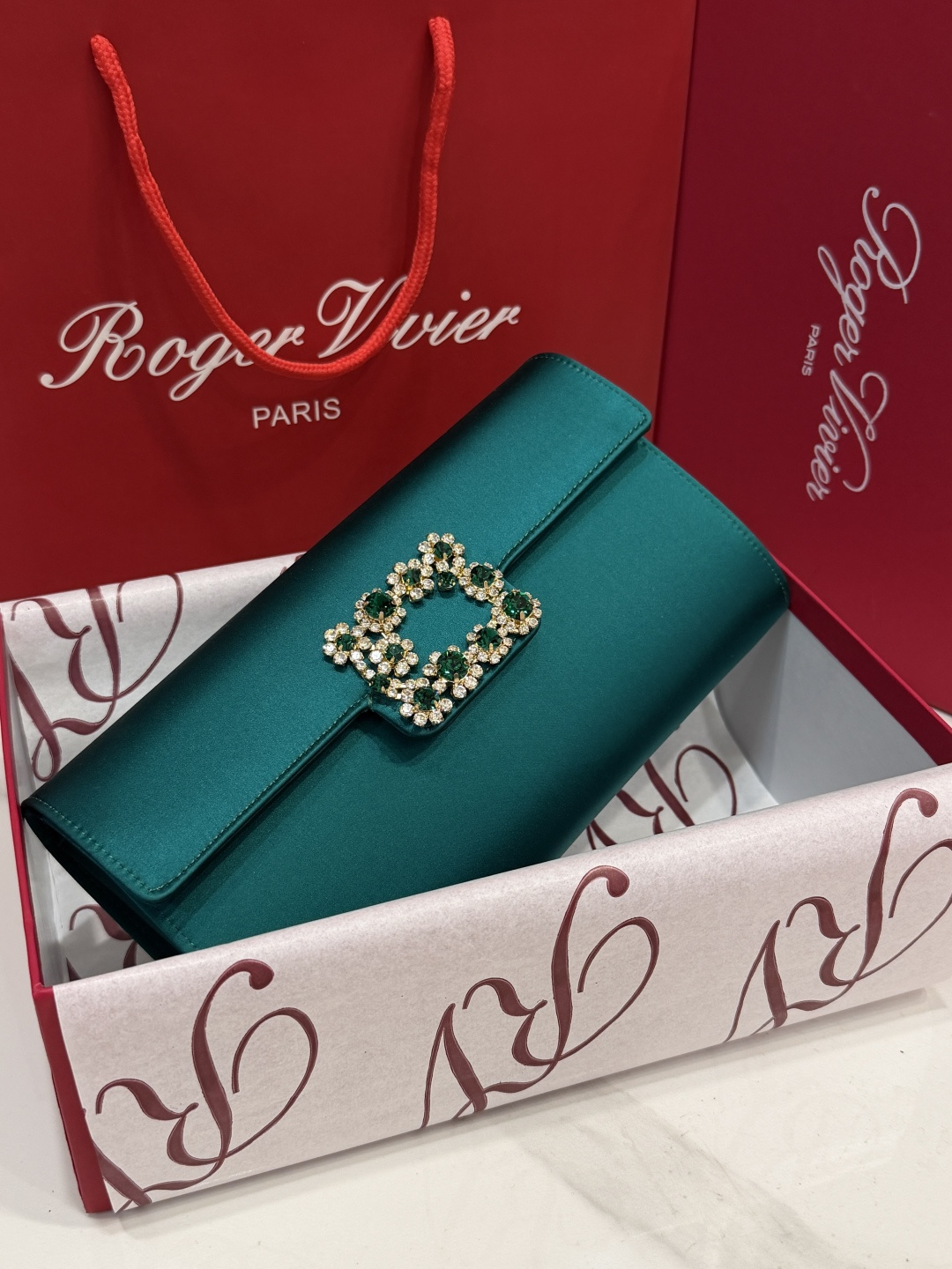 [TOP] ROGER VIVIER Diamond Bag 24-3-13 CM - Green - 711 Luxury