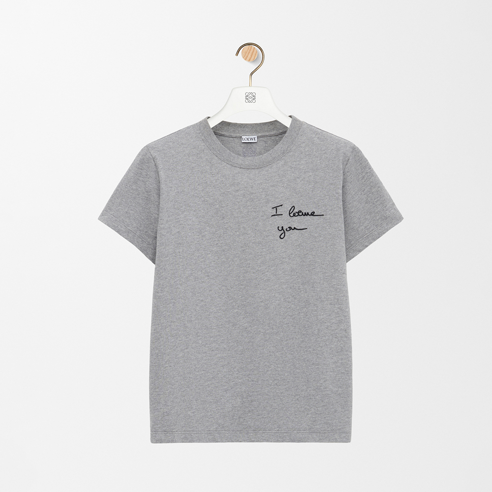 Loewe grey Clothing Loewe Regular Fit T-shirt in Cotton Grey View 2 | Nigo Office