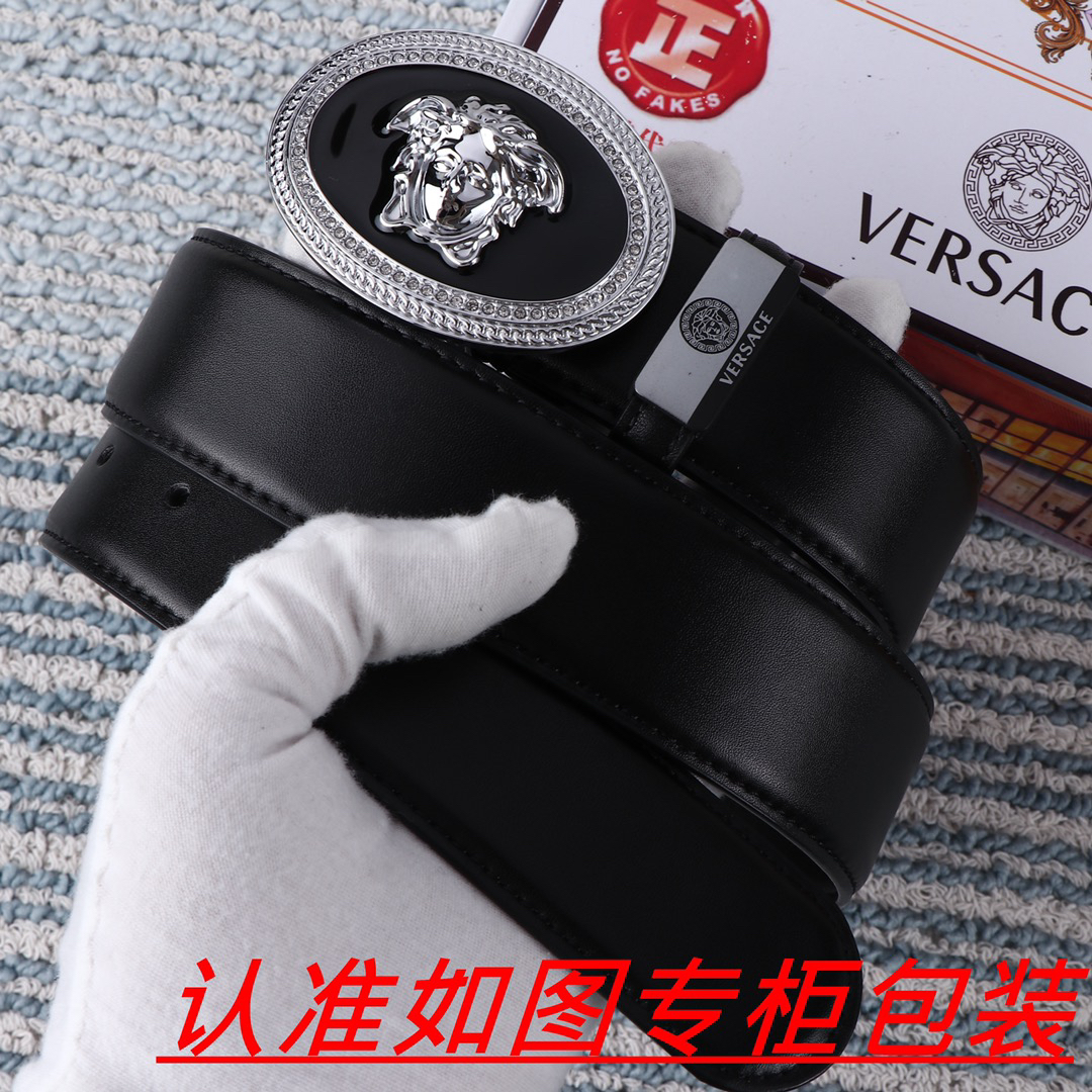 [TOP] VERSACE Men's Belt 3.8 cm - Black - 711 Luxury