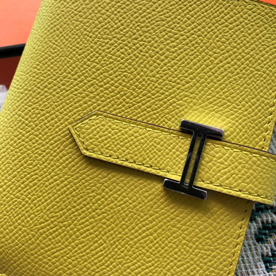 [TOP] HERMES Bearn Short Wallet Epsom 12cmx10cm - Citron