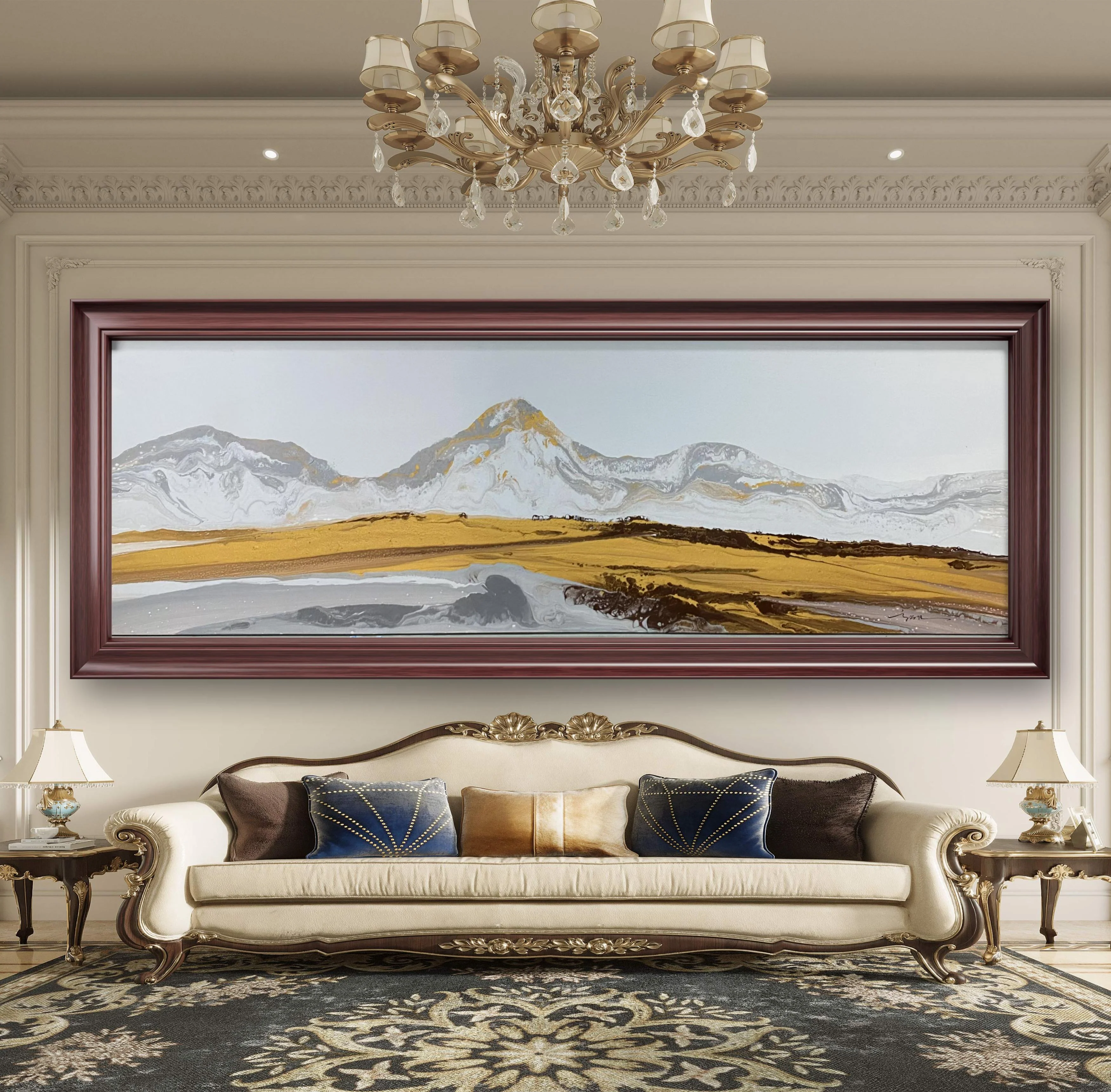 Golden snow-capped mountains