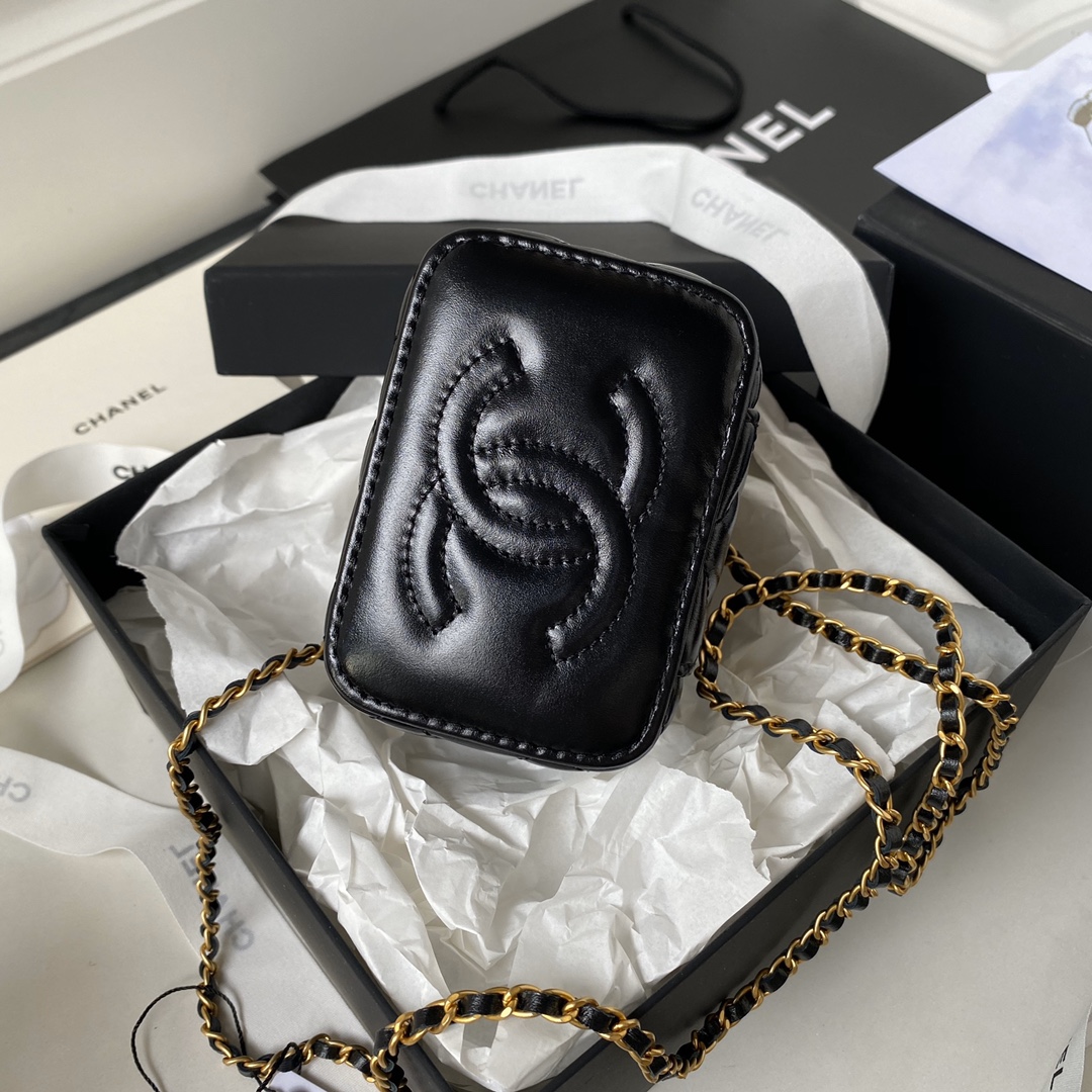 [TOP] CHANEL Mini Vanity Case Perfect Fit Bag 11x8.5x7cm - Black - 711 Luxury