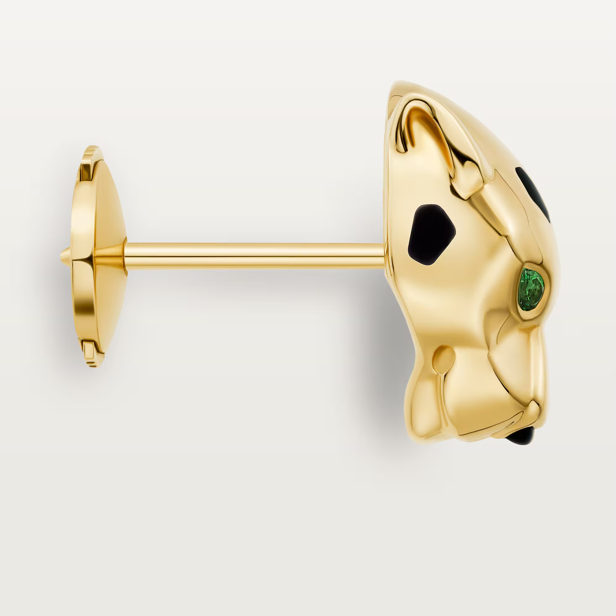Carty Panther Motif Earrings, Yellow Gold, Black lacquer