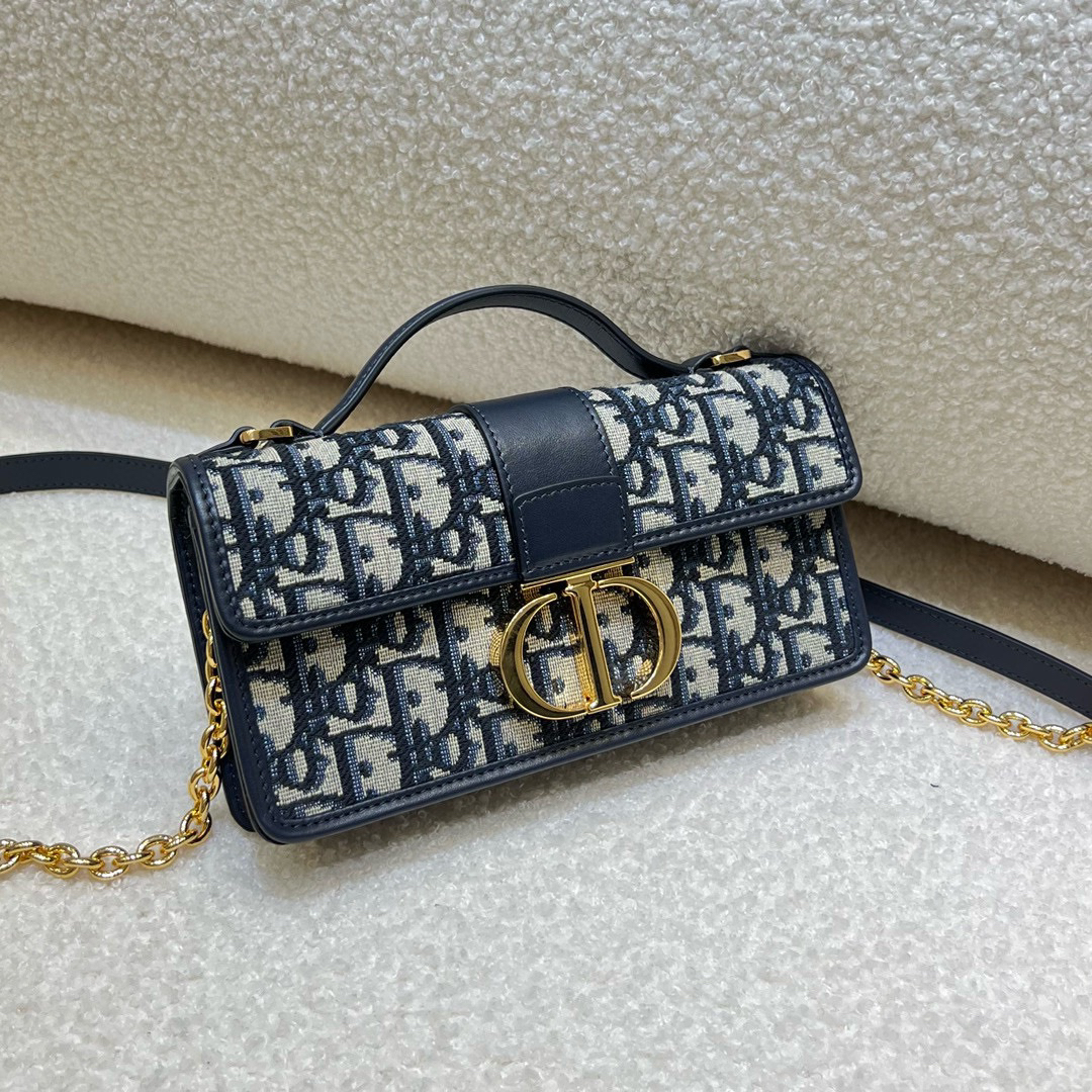 [TOP] Christian Dior Montaigne Bag Calfskin Mini 20*10*4cm - Navy Blue