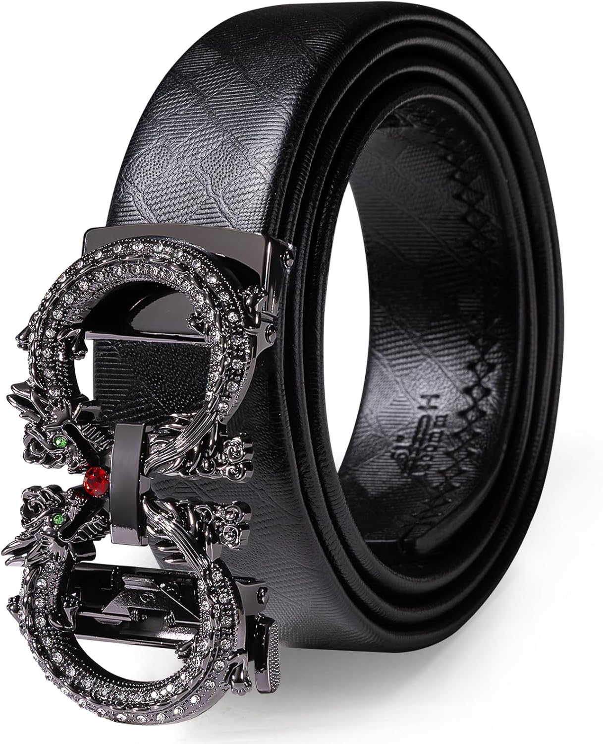 Dubulle Designer Ratchet Belt for Men Leather Fashion Adjustable Automatic Buckle Sliding Removable Dress Casual