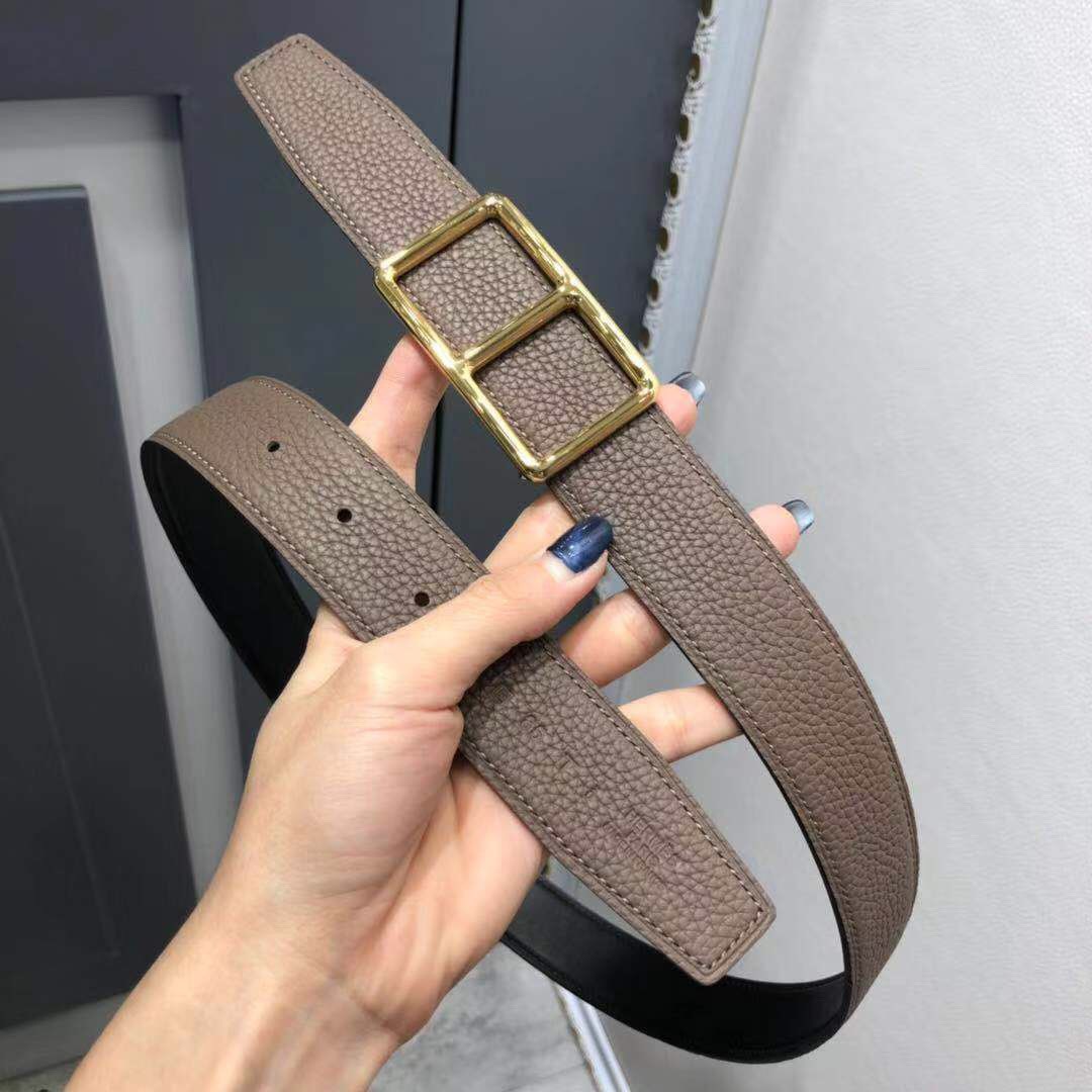 [TOP] HERMES Calfskin Belt 32mm - Black and Gray - 711 Luxury