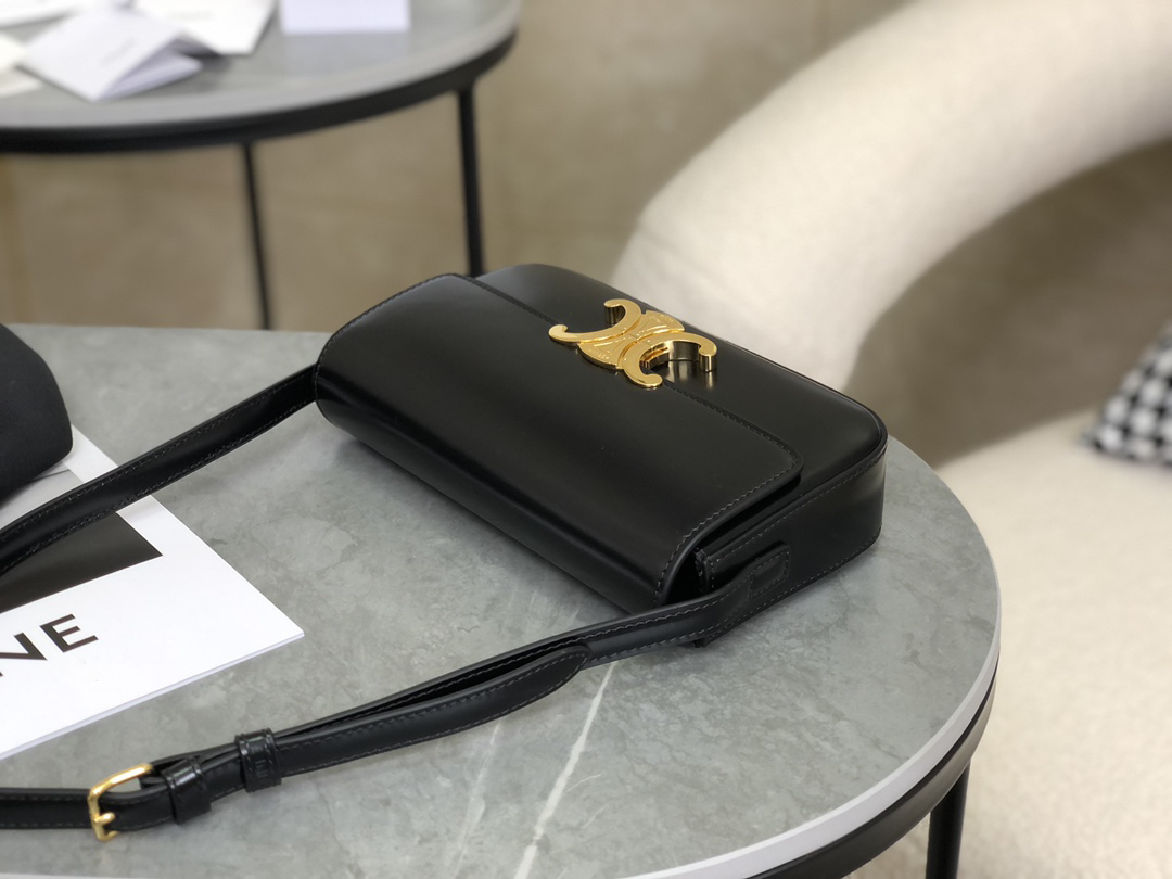 [TOP] CELINE Triomphe Bag 20x10x4cm - Black - 711 Luxury