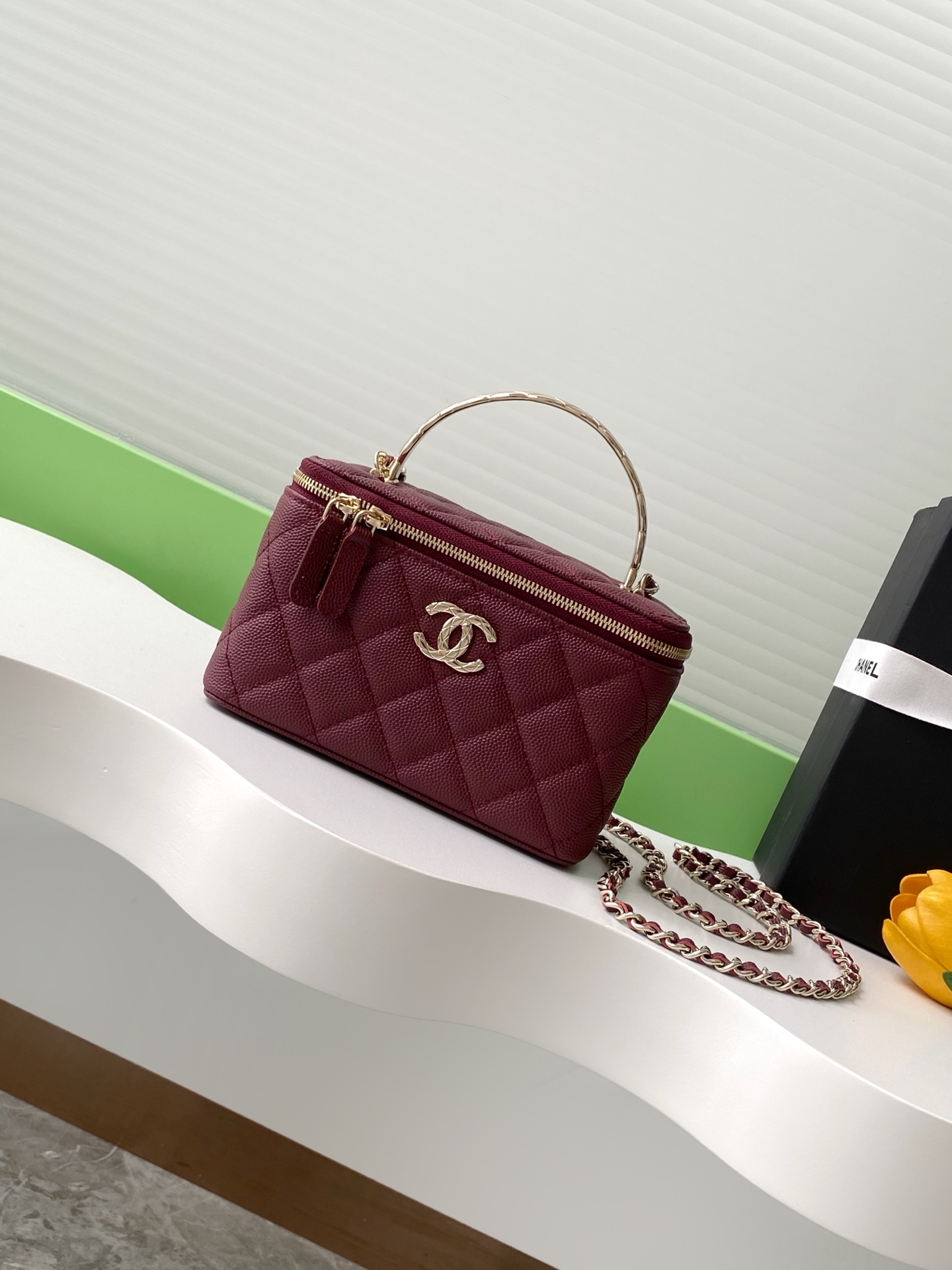 [TOP] CHANEL Vanity Case Top Handle 9.5-17-8 cm -  Wine Red - 711 Luxury