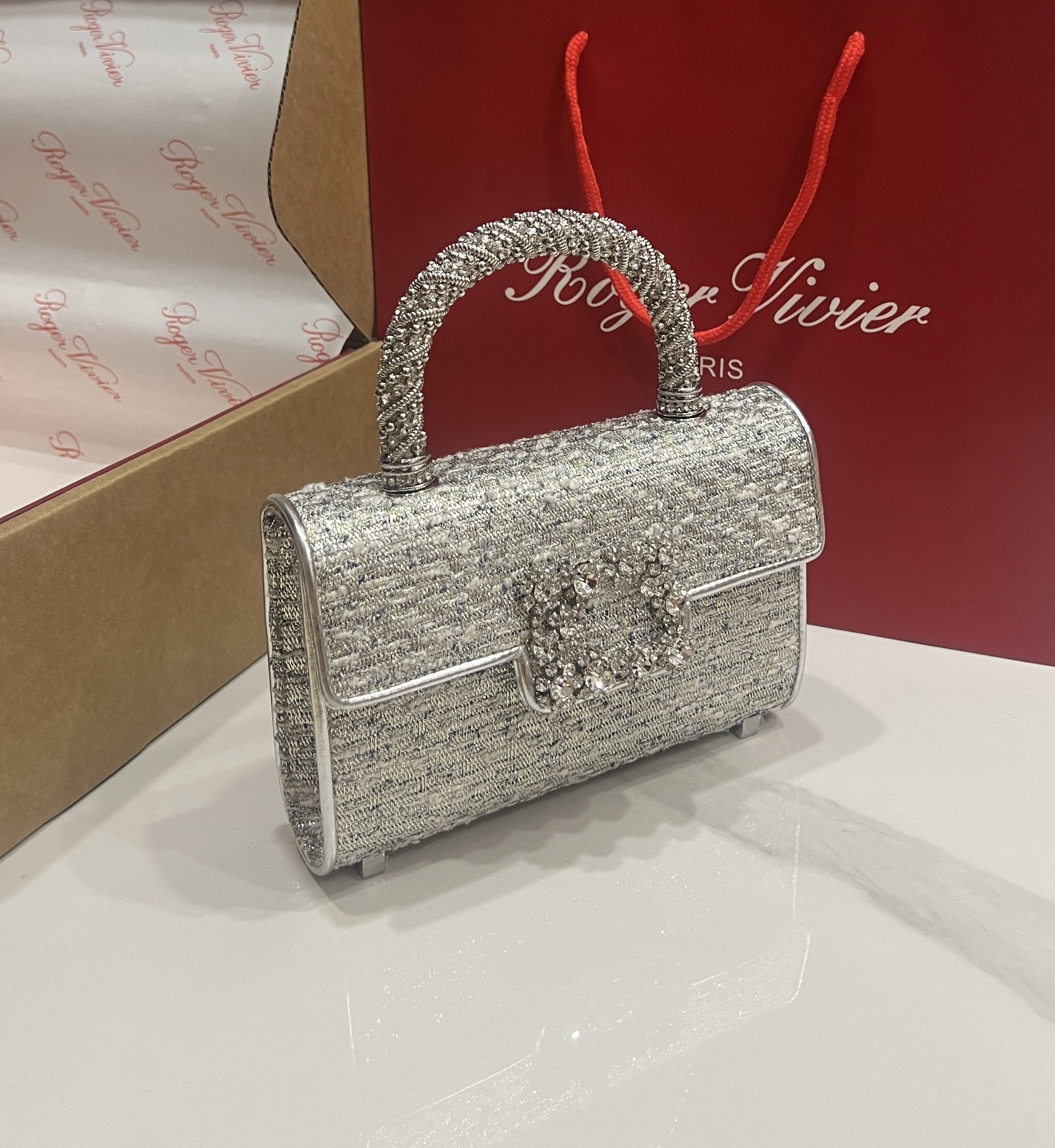 [TOP] ROGER VIVIER Diamond Bag  19-13-4 CM - Sliver - 711 Luxury