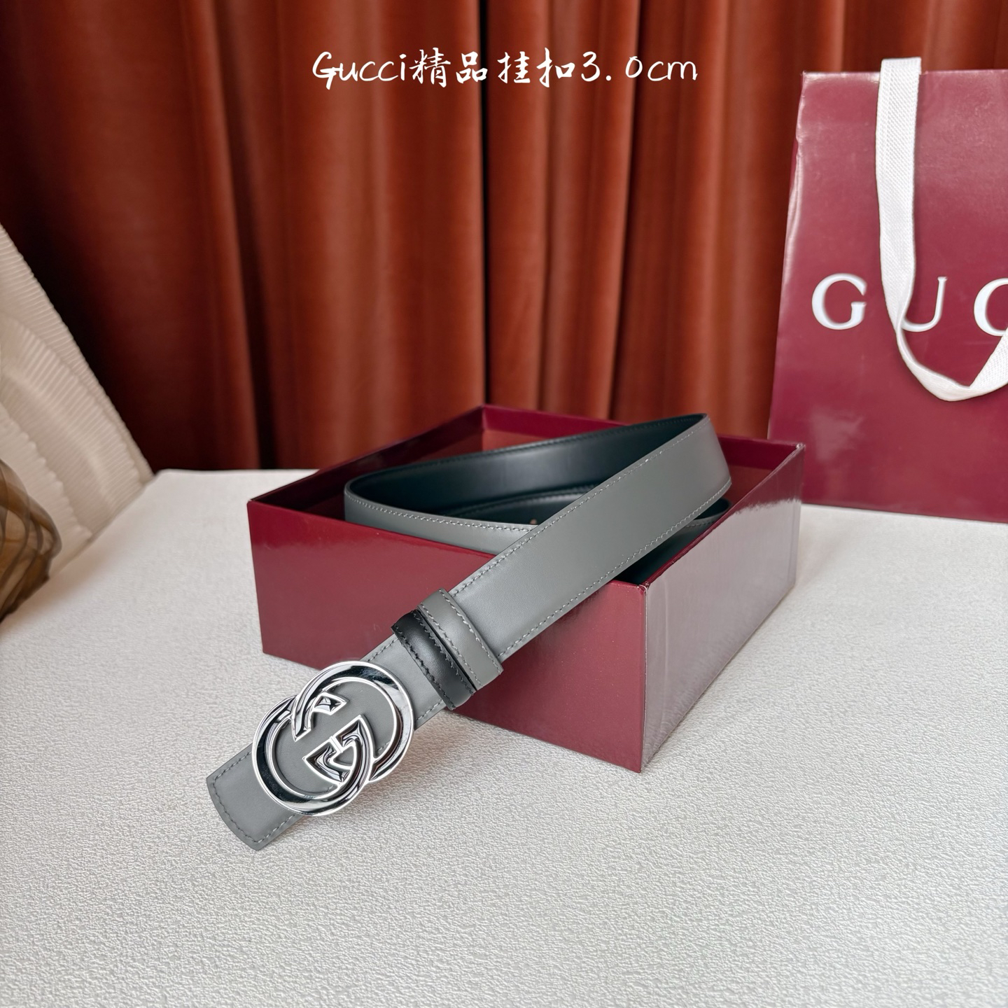 [TOP] GUCCI Belt 3 cm - Grey - 711 Luxury