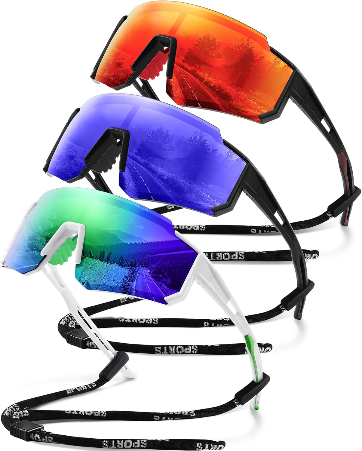 gesruny Polarized Sport Sunglasses for Men and Women, Lightweight TR90 Sun Glasses with UV Protection for Cycling Running