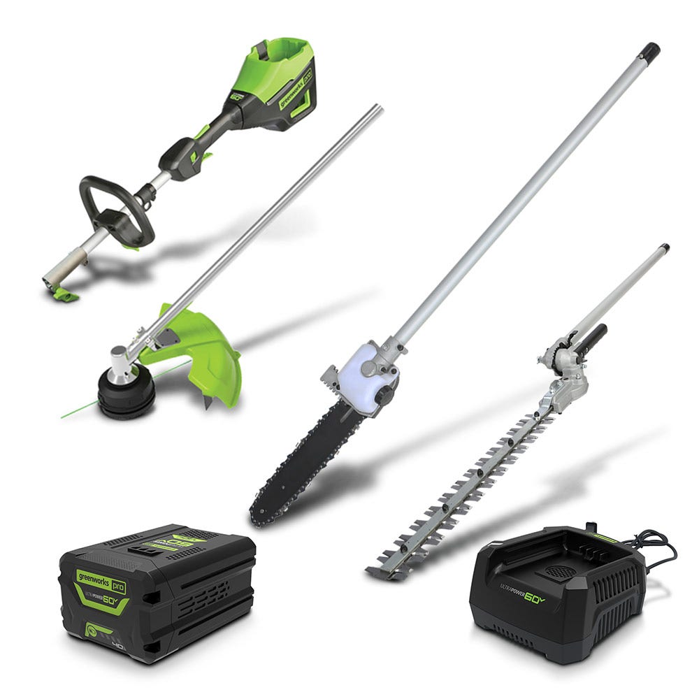 GREENWORKS 60V 1 x 4.0AH Pole Saw/Hedge Attachment Multi Tool Kit TTKIT905