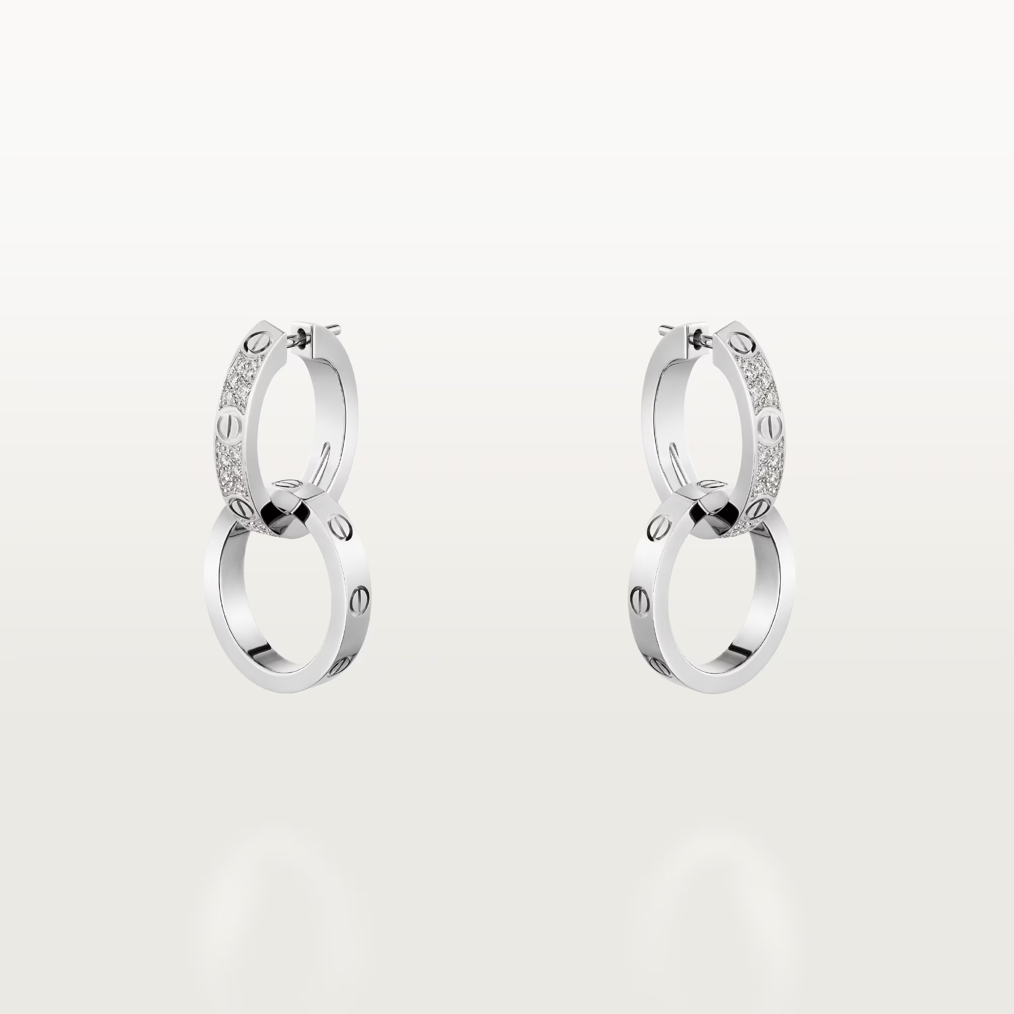 Carty Love Luna Loop Earrings, White Gold, Multiwear Half-Paved