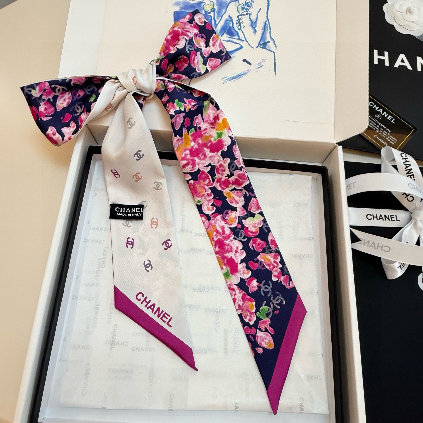 [TOP] CHANEL Twilly Scarf 120x6cm - Purple - 711 Luxury