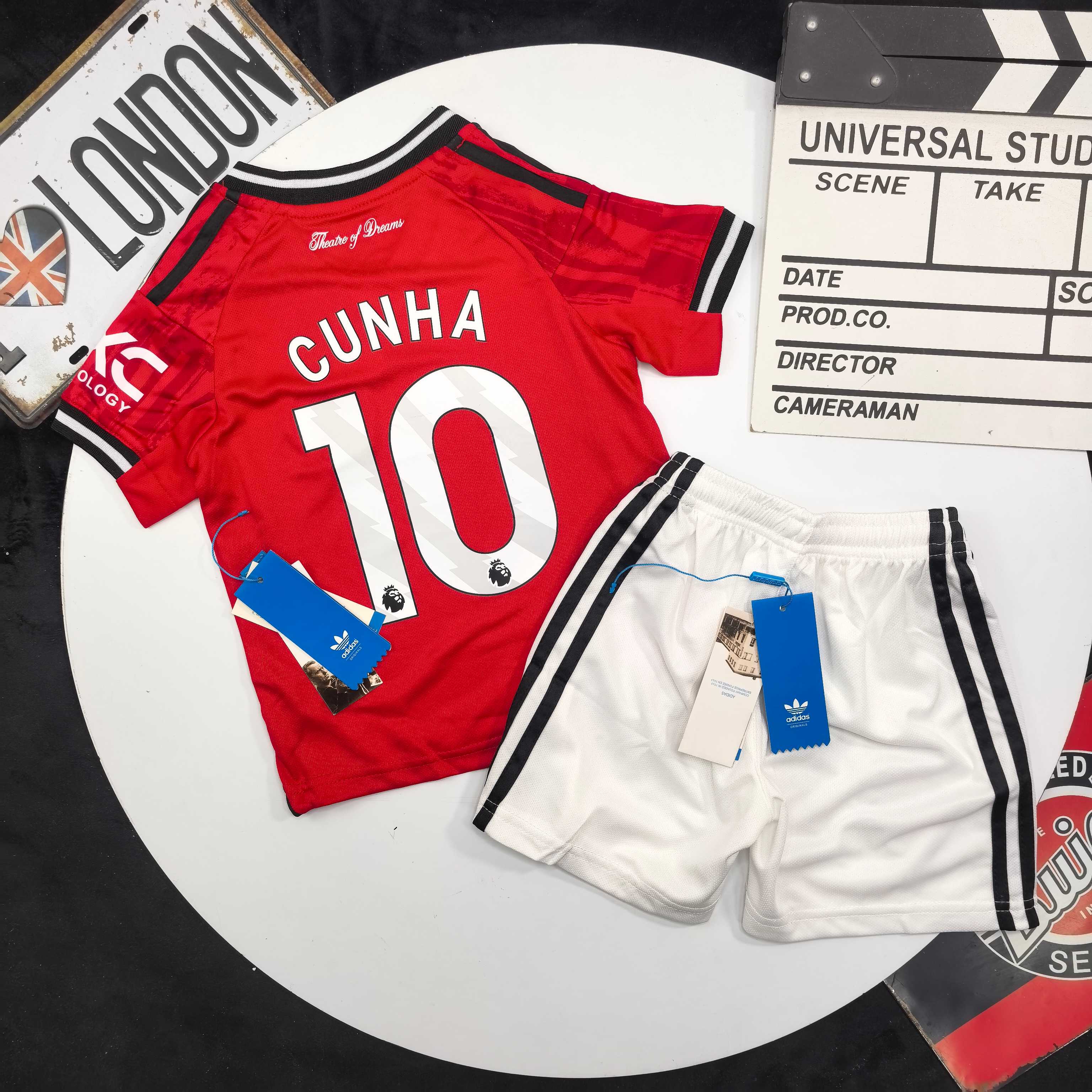 Adidas Kids Manchester United Football Kit For Boys Girls Embroidered Club Badge Jersey & Shorts Full Original Tags Sizes 90-170
