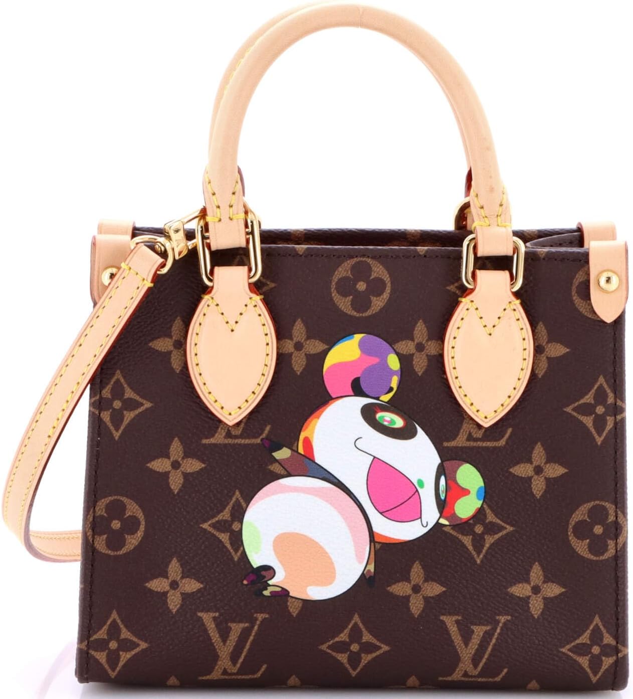 Louis Vuitton, Pre-Loved x Takashi Murakami OnTheGo Tote Limited Edition Monogram Panda BB, Brown
