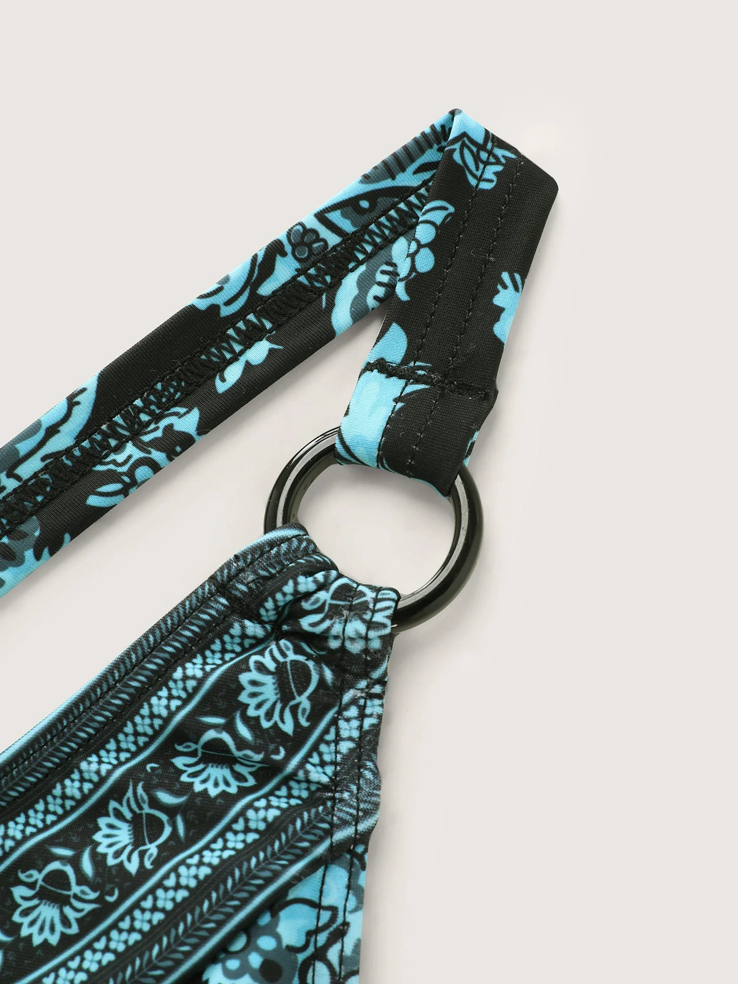 Paisley Print Round Neck Swim Top