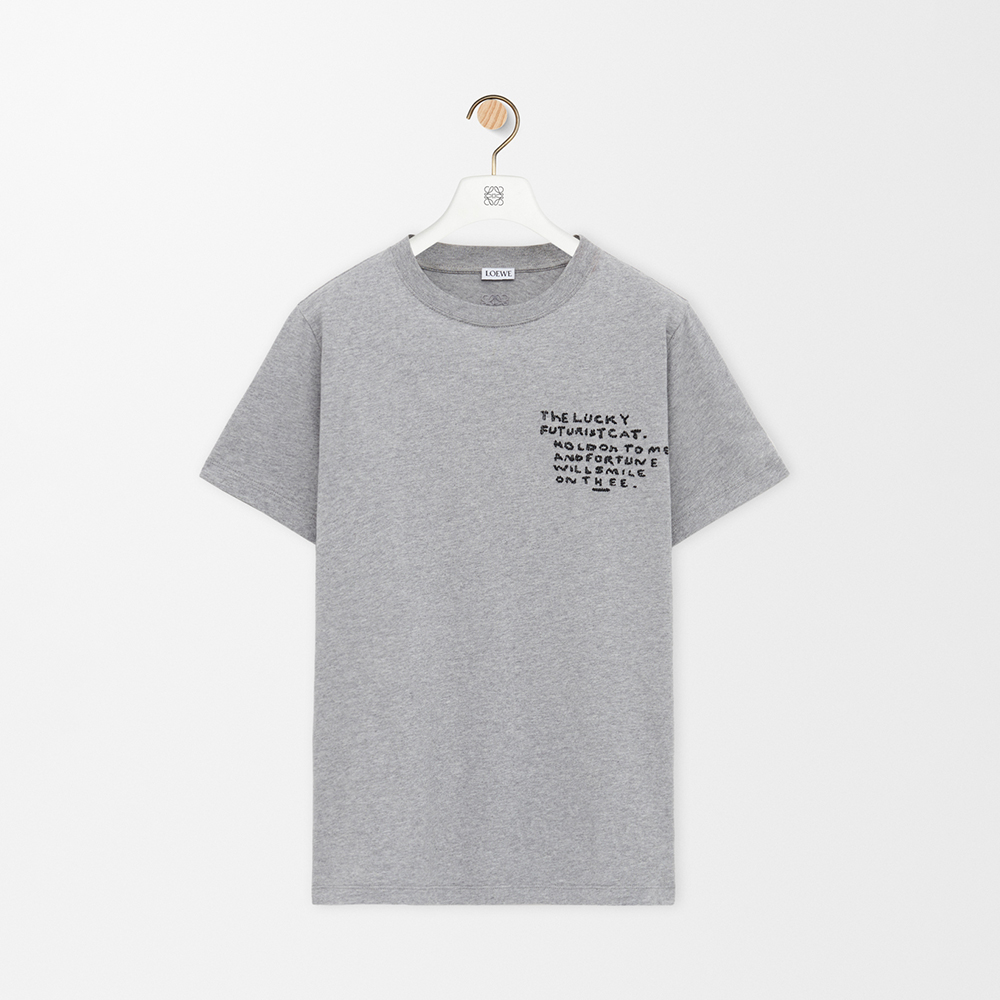 Loewe grey Clothing Loewe Regular Fit T-shirt in Cotton Grey View 2 | Nigo Office