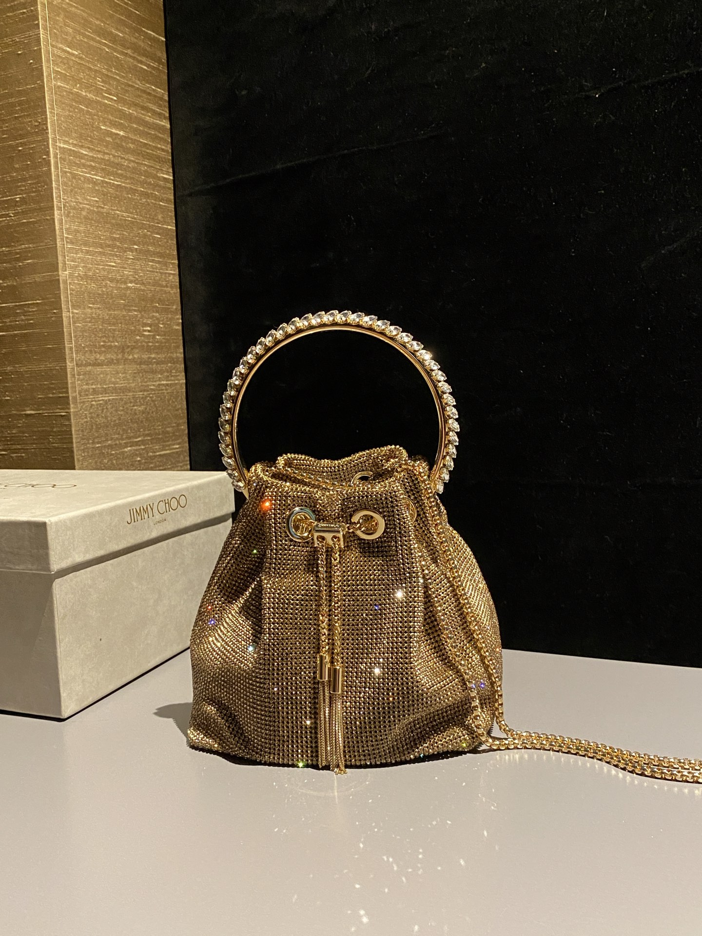 [TOP] JIMMY CHOO Bon Bon Bag 16*15*9.5CM - Gold - 711 Luxury