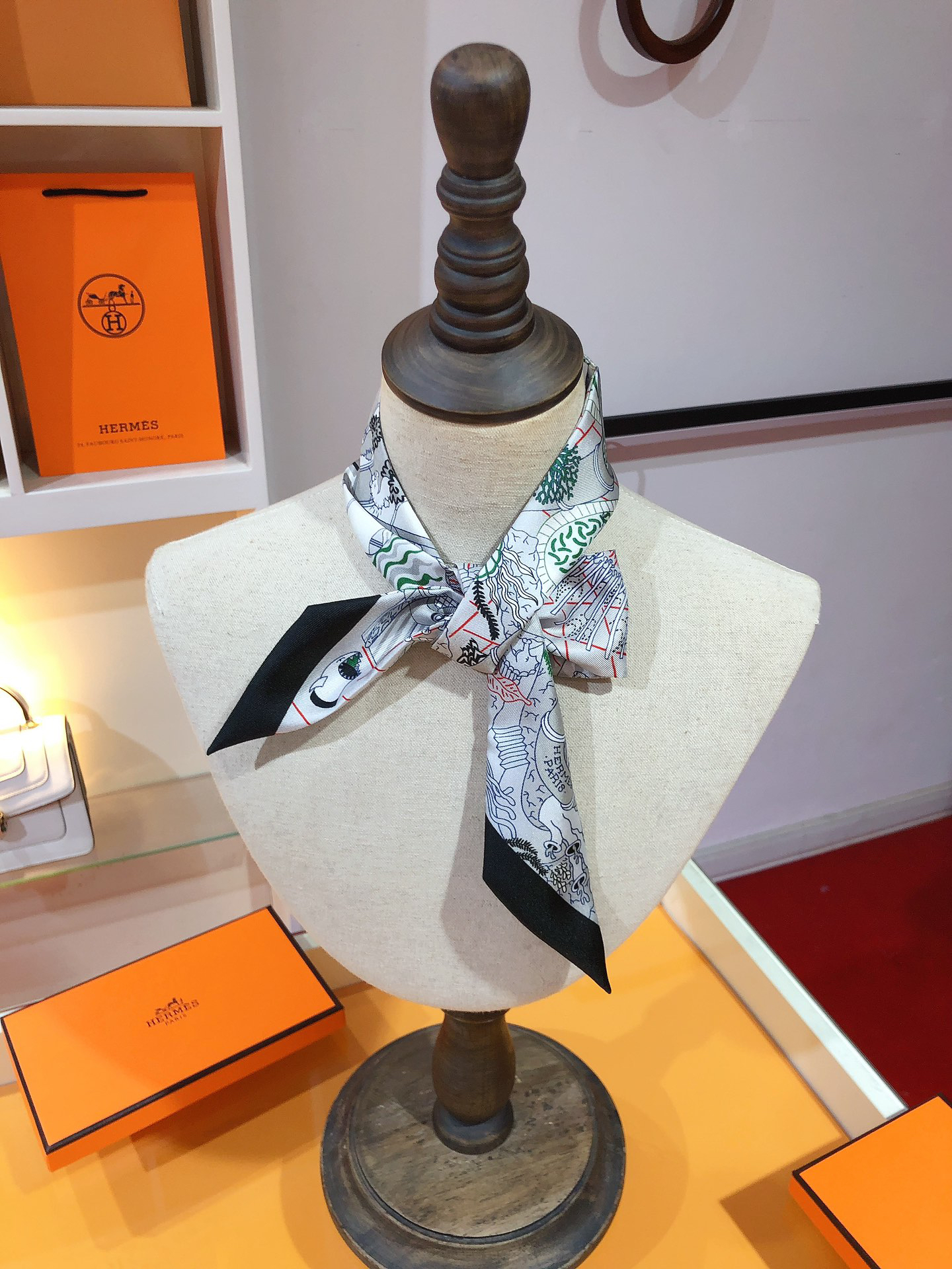 [TOP] HERMES Twilly Scarf - Gray - 711 Luxury