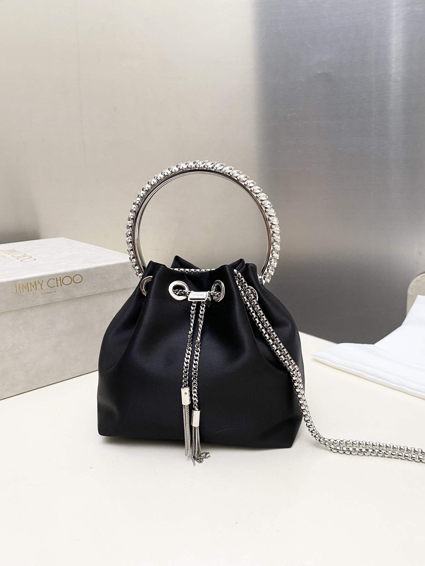 [TOP] JIMMY CHOO Bon Bon Bag 16*15*9.5CM - Black - 711 Luxury