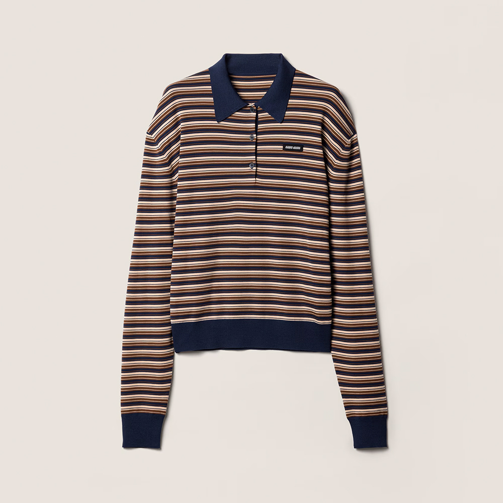 MiuMiu Grayblack Wool Polo Sweater #377385