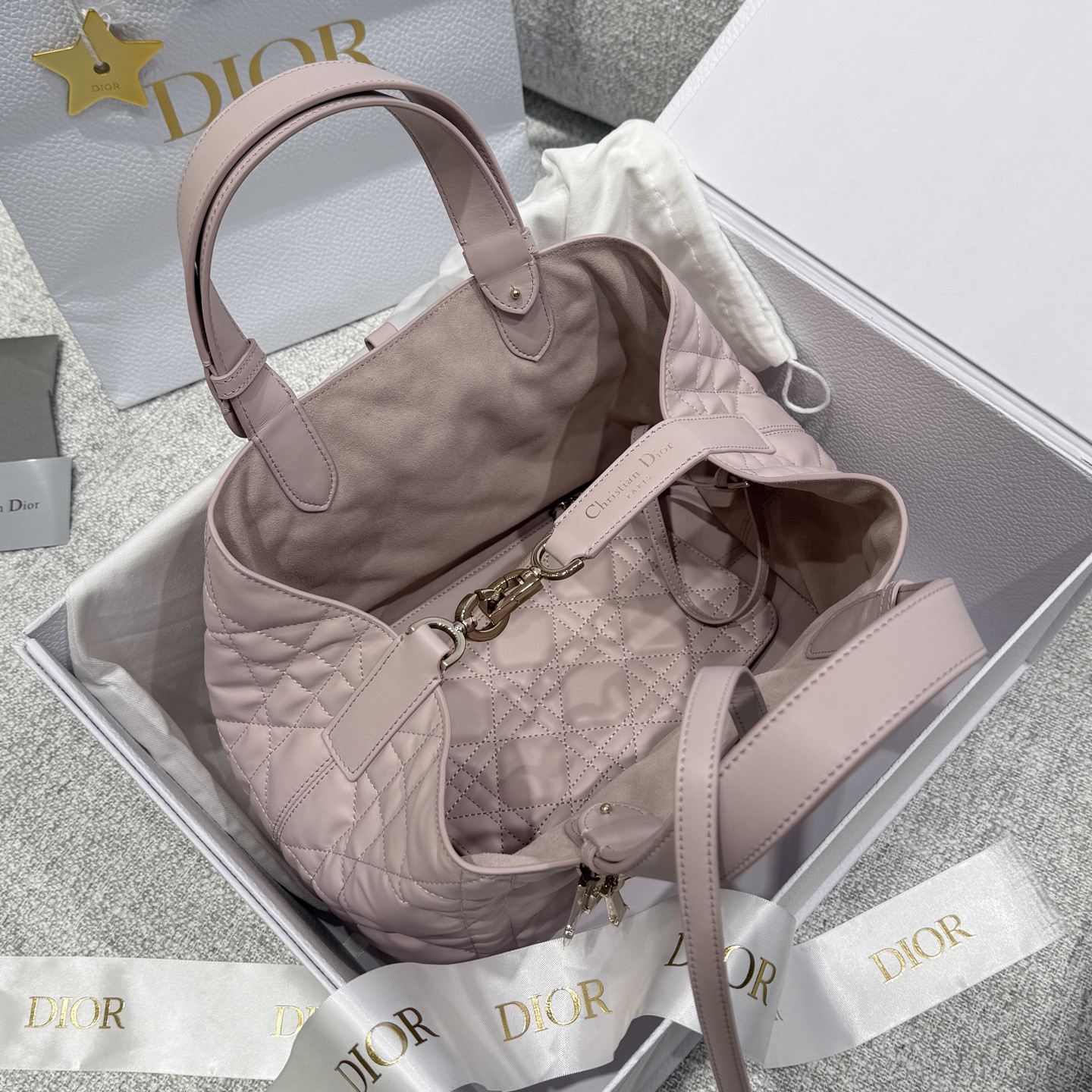 [TOP] Christian Dior Toujours Bag Calfskin Medium 28*21.5*19cm - Pink