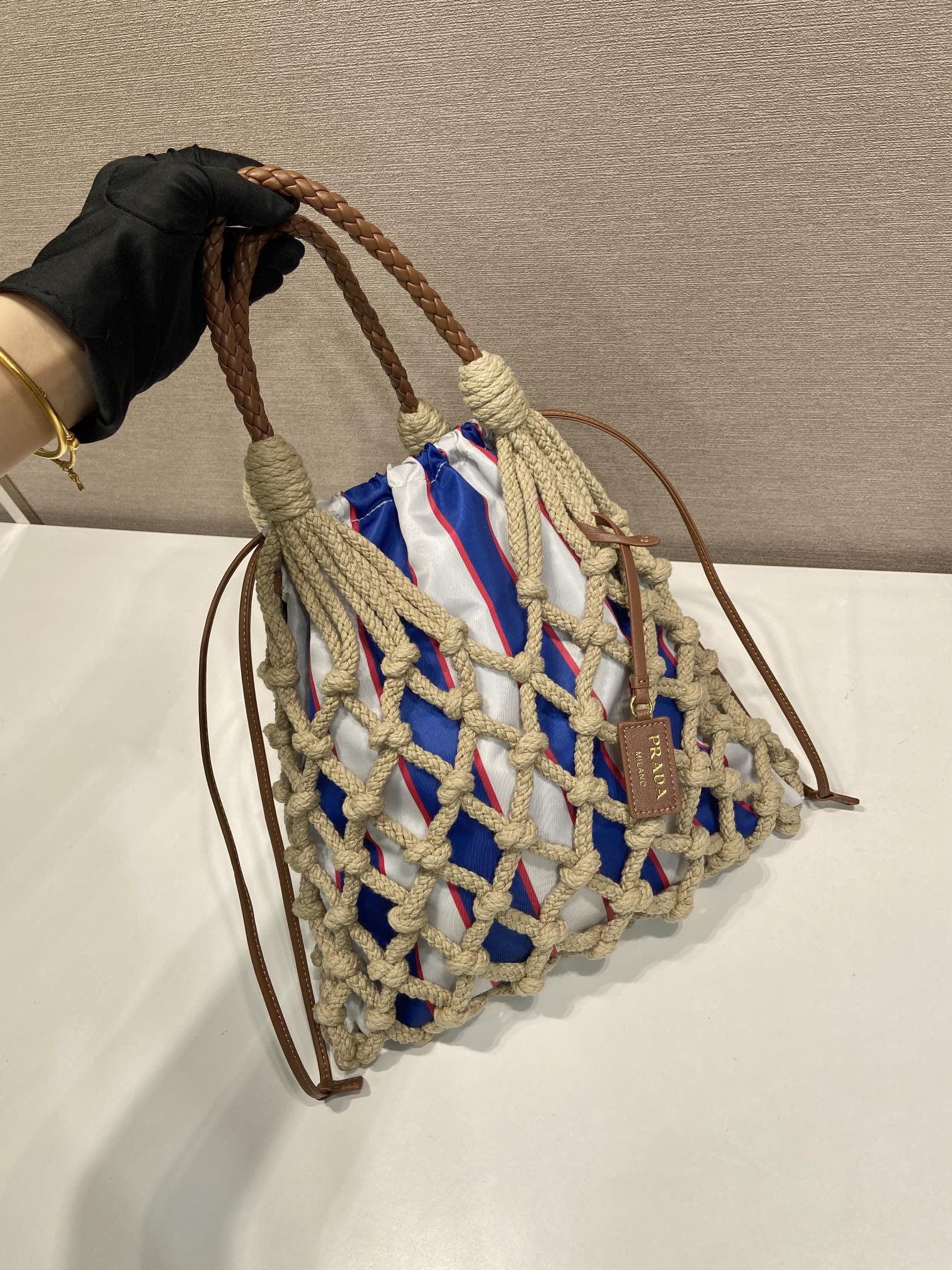 [TOP] PRADA Bag Macramé 30x37 cm - Brown - 711 Luxury
