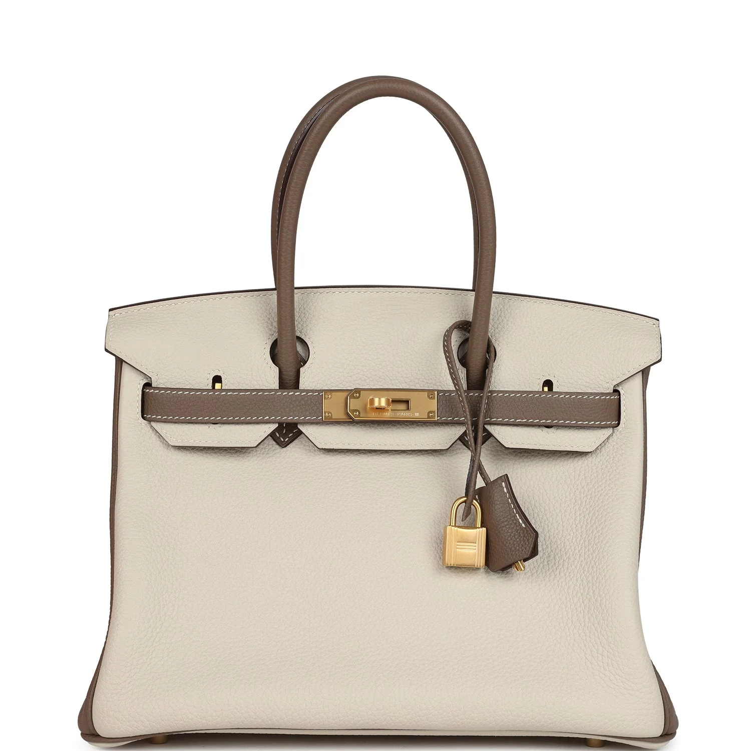 Hermes Special Order (HSS) BirkinEtoupe and Craie Togo Brushed Gold Hardware