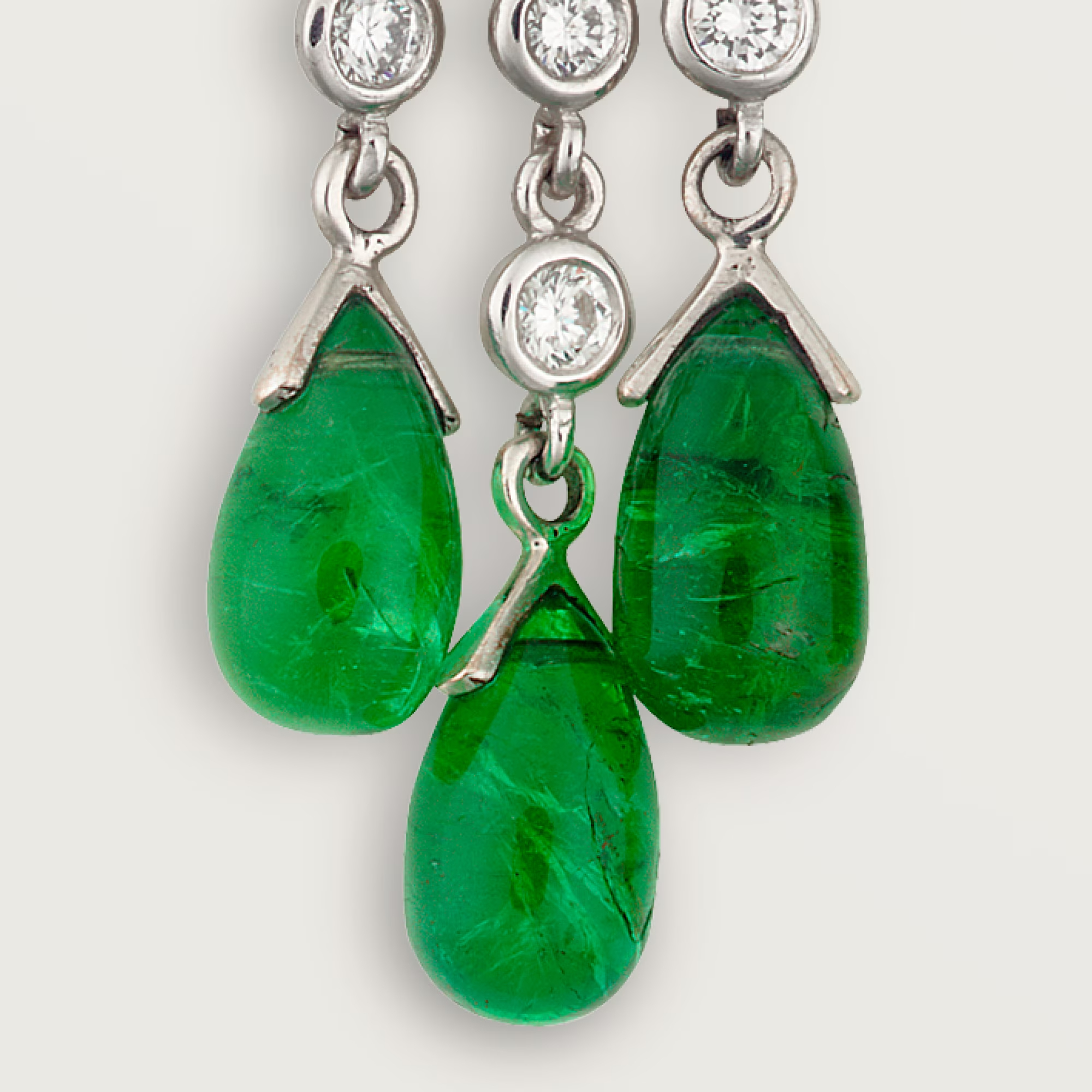 Carty Panther Motif Earrings, White Gold, Emeralds Paved