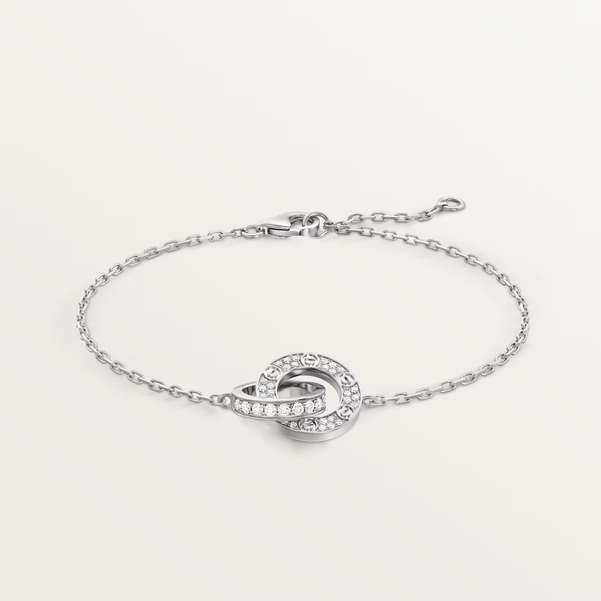 Carty Love Luna Loop Bracelet, White Gold, Paved