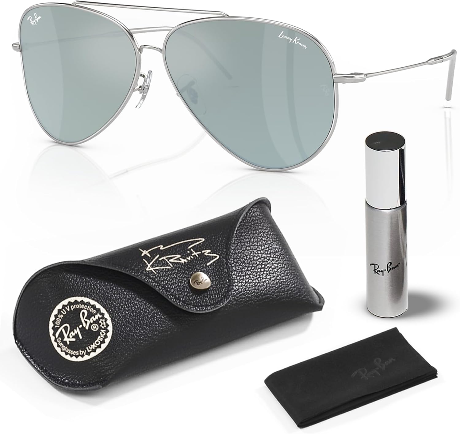 Ray-Ban RBR0101S LENNY KRAVITZ X AVIATOR REVERSE Square Shaped Sunglasses for Men & Women with Official RAYBAN Eyewear Kit