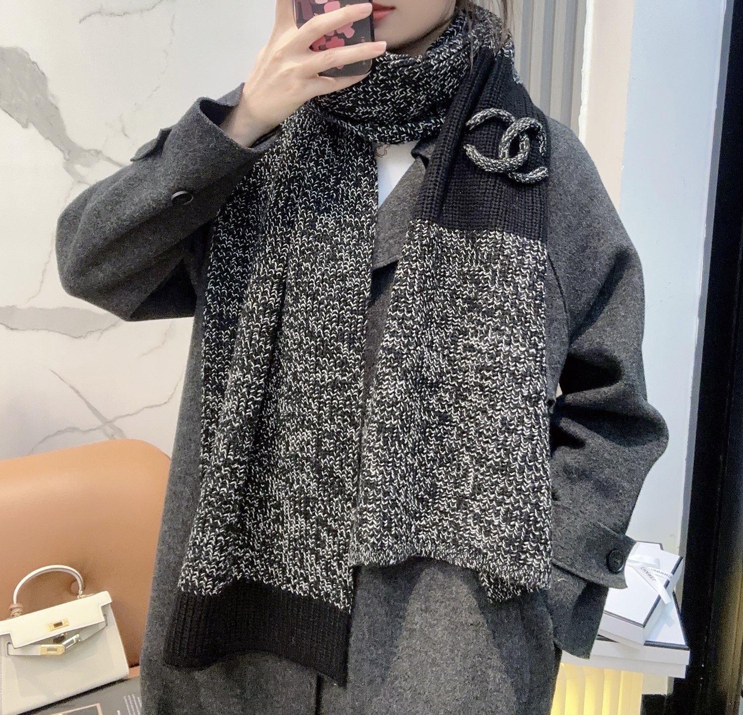 [TOP] CHANEL Cashmere  Scarf 175*30cm - 3 Colors
