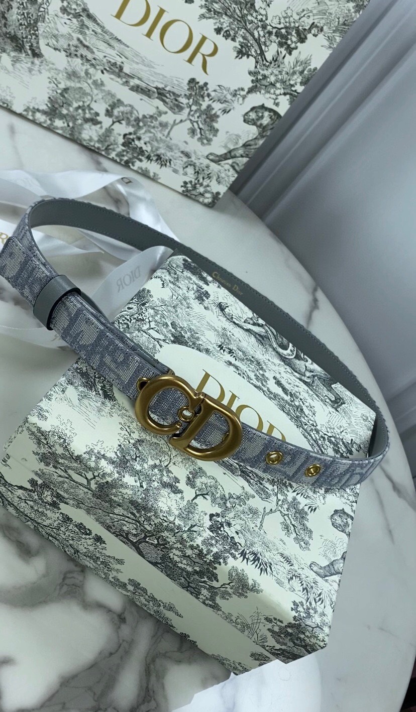 [TOP] Christian Dior Belt Cowhide 20mm - Gray - 711 Luxury