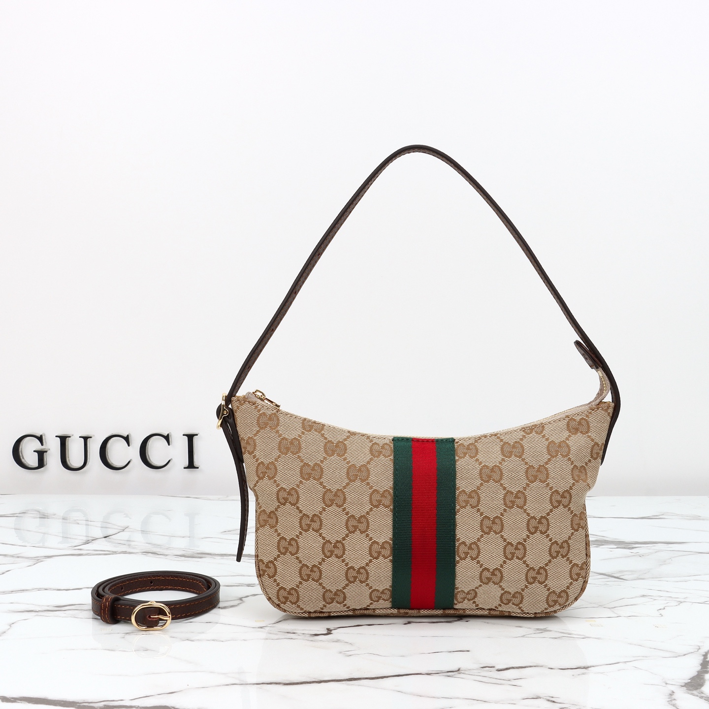 [TOP] GUCCI Lunetta Small Crossbody Bag 22×13×3cm - Brown