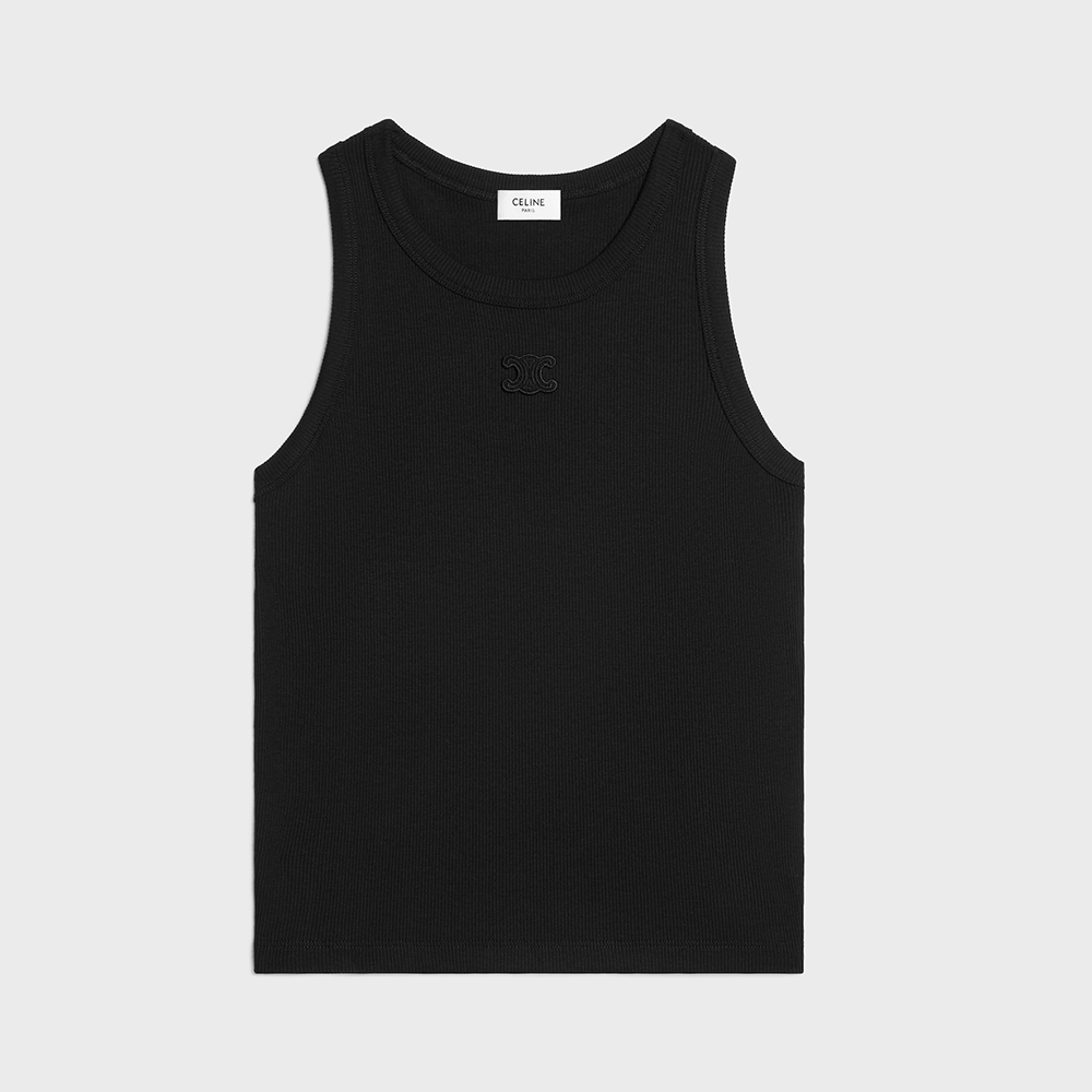 CELINE TRIOMPHE TANK TOP IN RIBBED COTTON SILK #382960