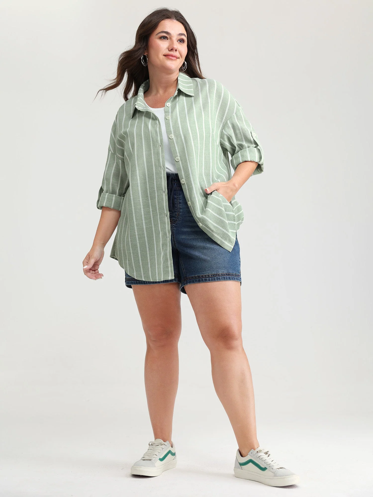 Adjustable Tab Sleeve Button-Down Shirt