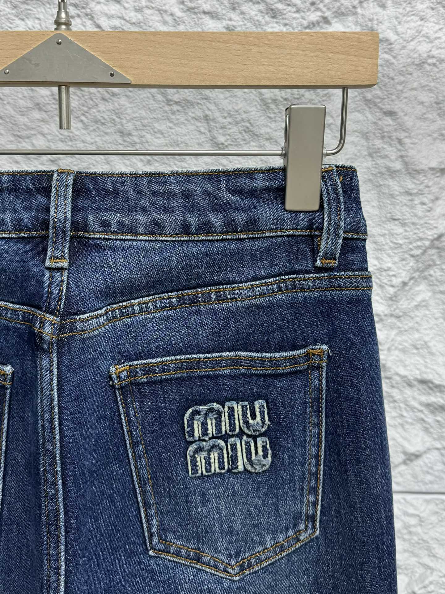 MiuMiu Navy Washed Denim Flared Jeans #335826